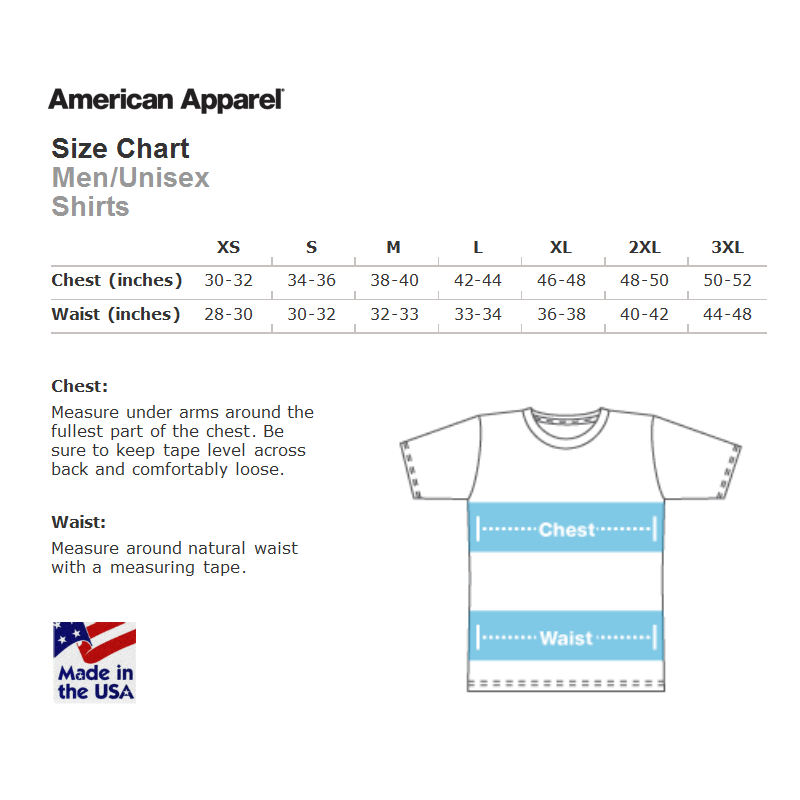 American Apparel Size Charts - Hypercandy